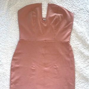 Pink/nude strapless body-con dress